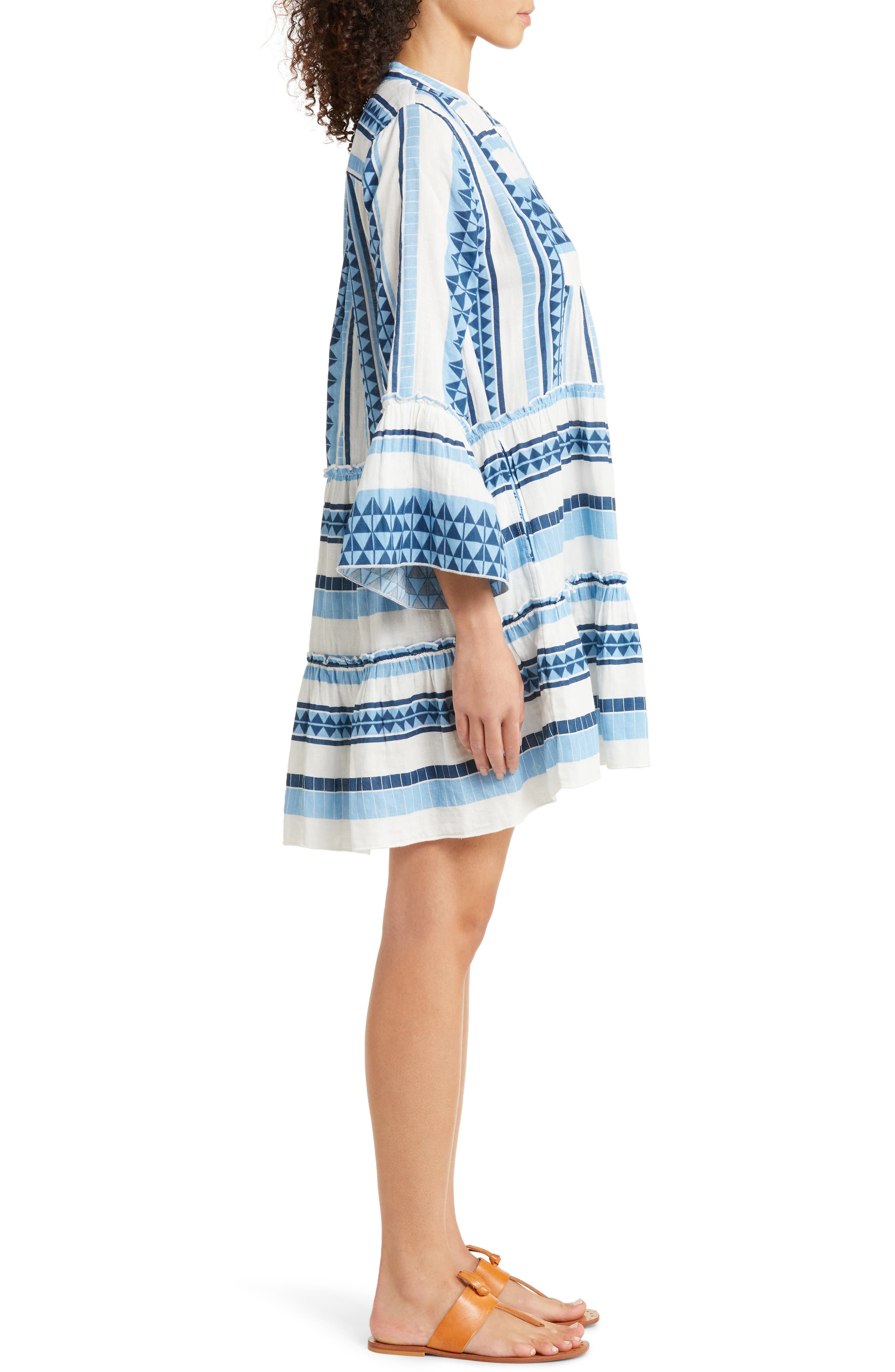 Elan Geometric Print Tiered Cotton CoverUp Dress Nordstrom