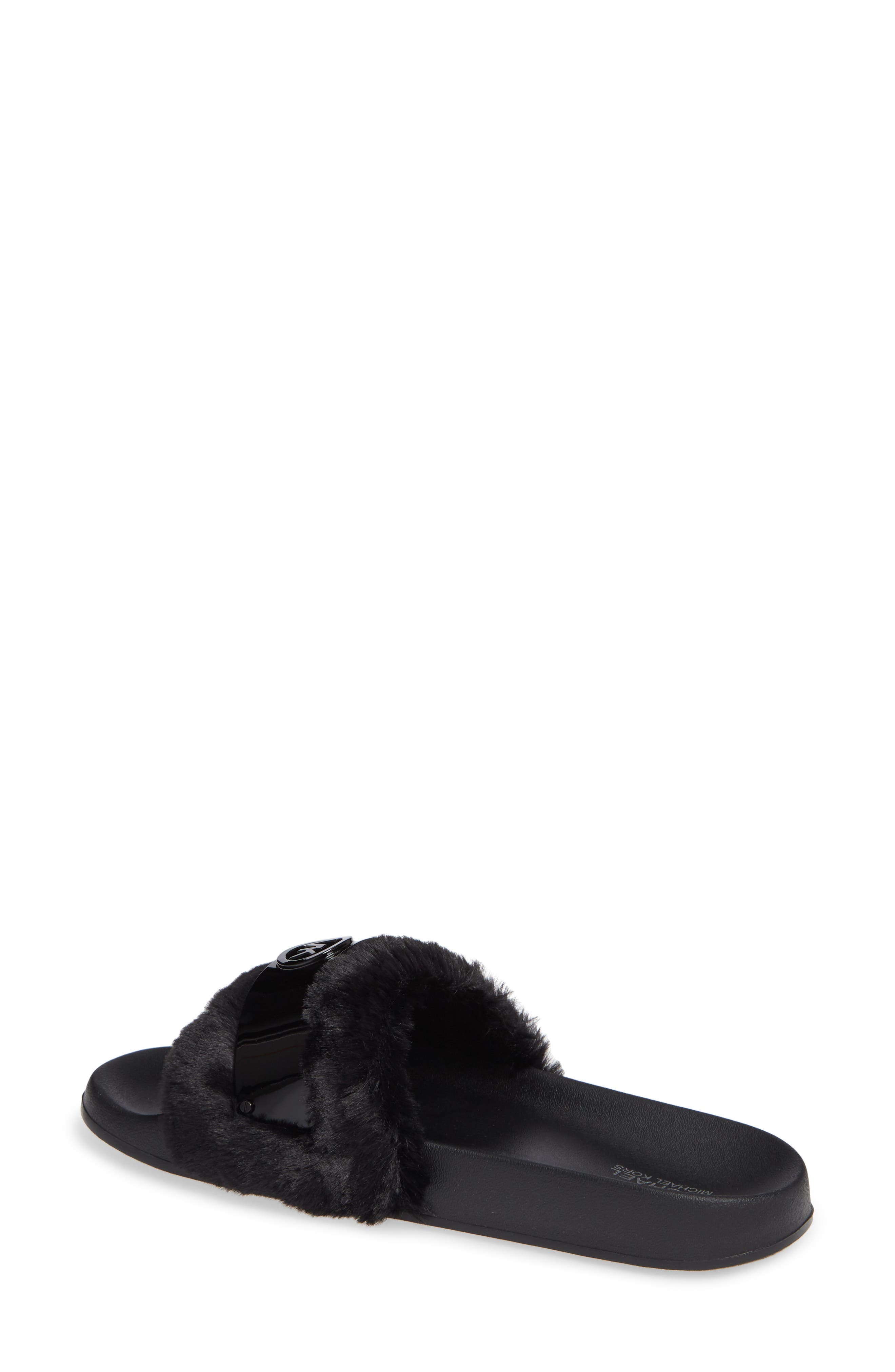 michael kors fur slide sandals