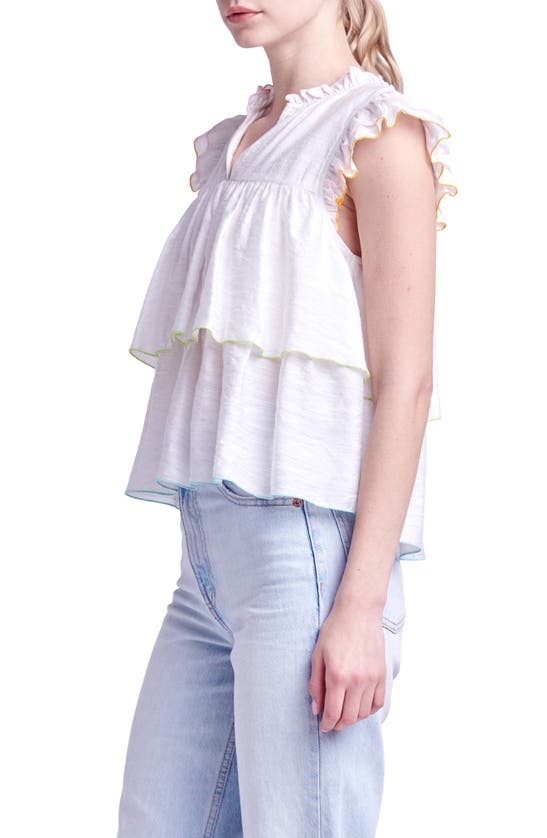 English Factory Colorblock Edge Tiered Top In White Multi