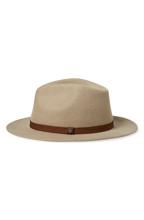 Shop Brixton Messer Packable Wool Fedora In Timberwolf/light Brown