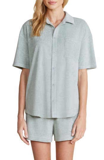 BAREFOOT DREAMS BAREFOOT DREAMS® COZY TERRY® SHORT SLEEVE BUTTON-UP SHIRT