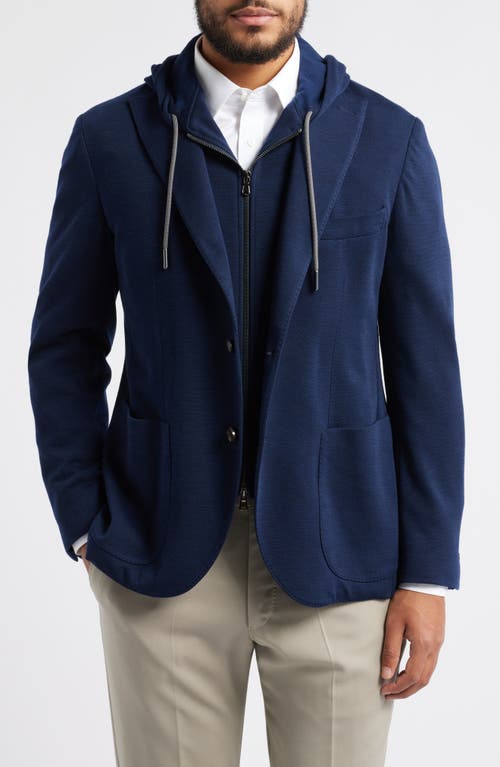 Jack Victor Wolsey Wool Sport Coat with Removable Zip Hoodie Bib in Navy 