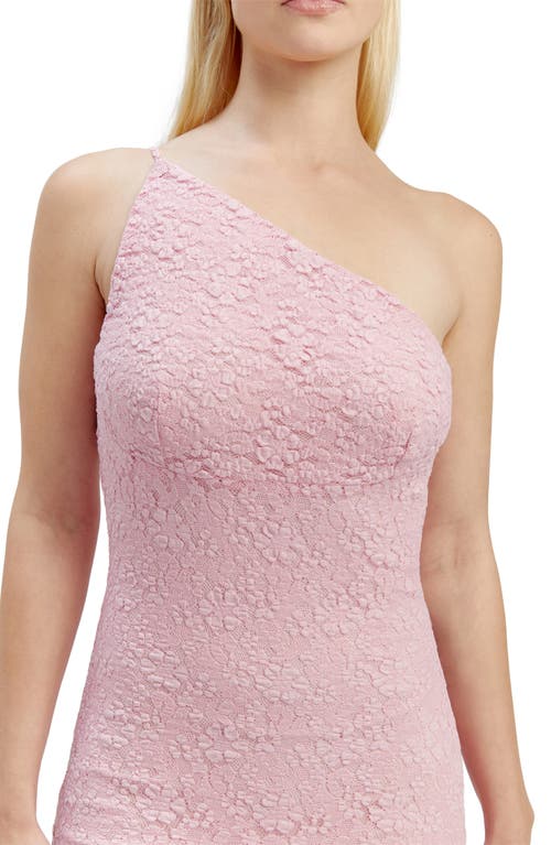 Bardot Albie One-shoulder Stretch Cotton Blend Lace Dress In Candy Pink
