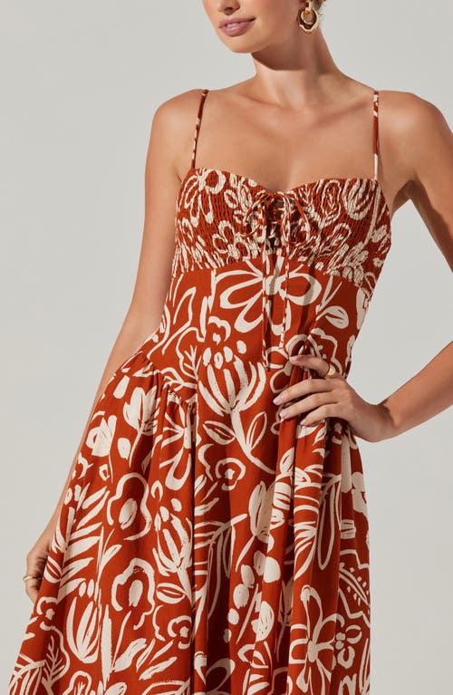 Shop Astr The Label Sarai Floral Midi Sundress In Rust Cream Floral