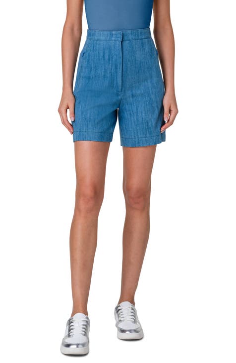 Filia High Waist Denim Bermuda Shorts