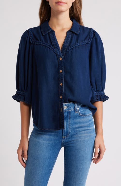 Wit & Wisdom Blouson Sleeve Western Button-up Shirt In Indigo