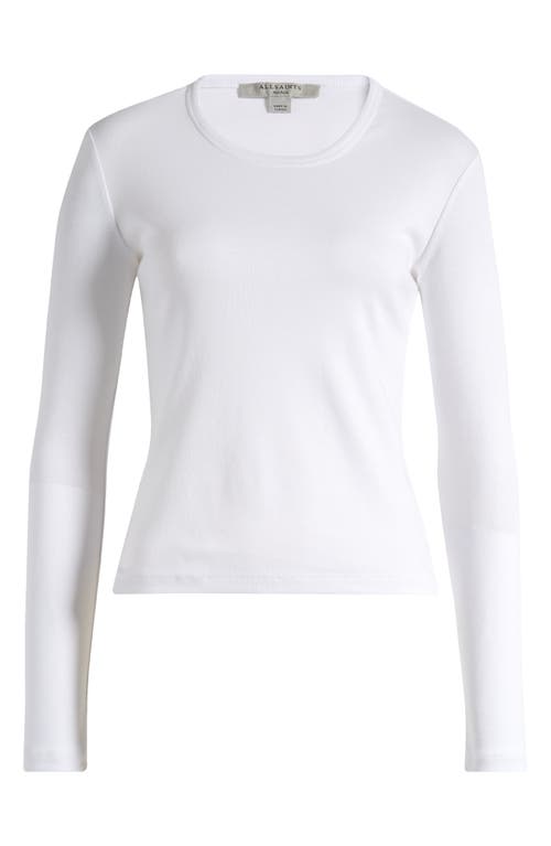 Shop Allsaints Stevie Long Sleeve Organic Cotton T-shirt In Optic White