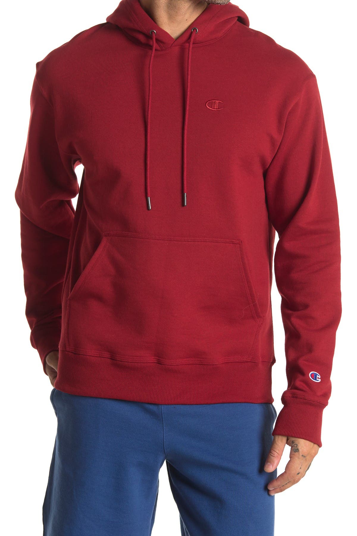 Champion Power Blend Fleece Pullover Hoodie In Red