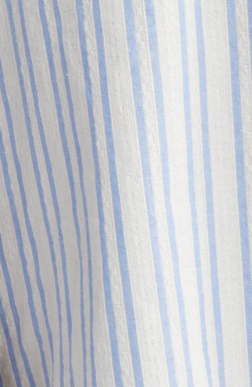 Elwood Boxy Short Sleeve Oxford Button-up Shirt In Navy White Stripe