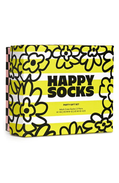 Happy Socks Party Assorted 2-pack Crew Socks Gift Box In Yellow