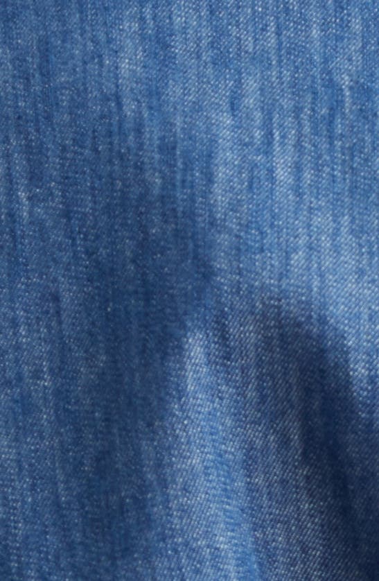 Shop Zimmermann Blanket Stitch Denim Mini Shirtdress In Railway Blue