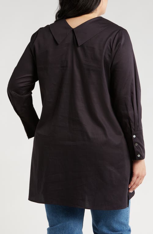 Shop Harshman Dorette Asymmetric Collar Cotton Tunic In Black