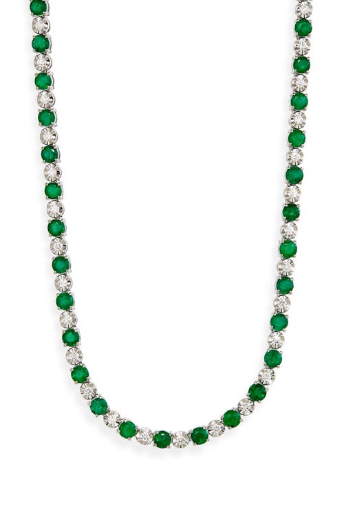 Shop Valani Atelier Emerald & Diamond Eternity Necklace In White Gold/emerald/diamond