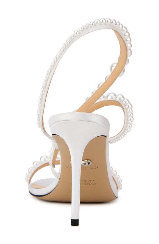 Shop Mach & Mach Sirene Imitation Pearl Embellished Slingback Sandal In White