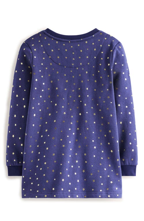 Shop Mini Boden Kids' Unicorn Pocket Appliqué Long Sleeve T-shirt In Starboard Blue Unicorn