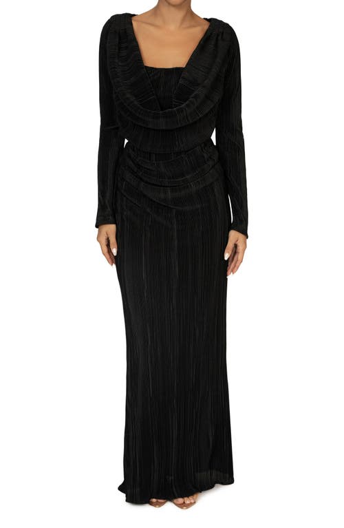 Shop Jluxlabel Haidyn Pleated Long Sleeve Crop Top & Maxi Skirt Set In Black