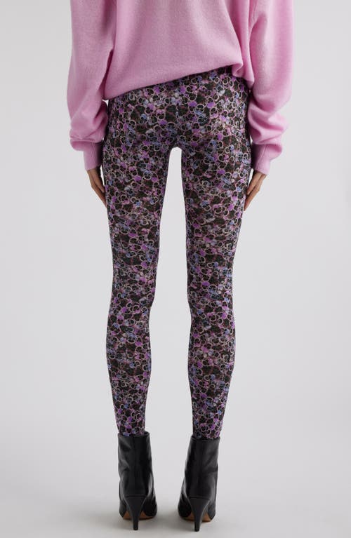 Shop Isabel Marant Joshua Floral Print Rib Leggings In Purple