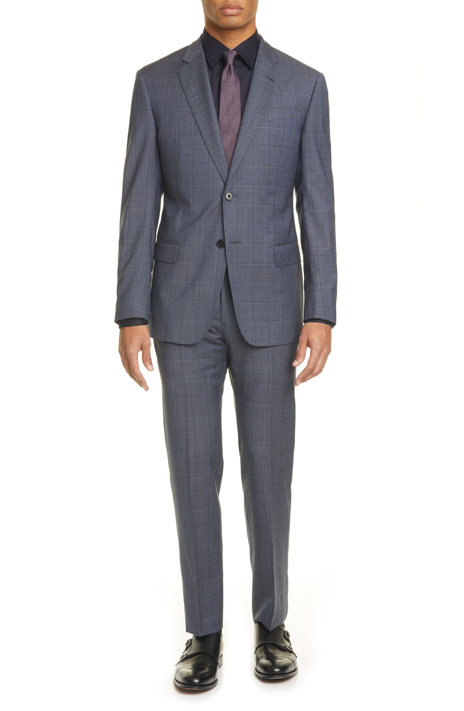 Emporio Armani G Line Trim Fit Windowpane Wool Suit | Nordstrom