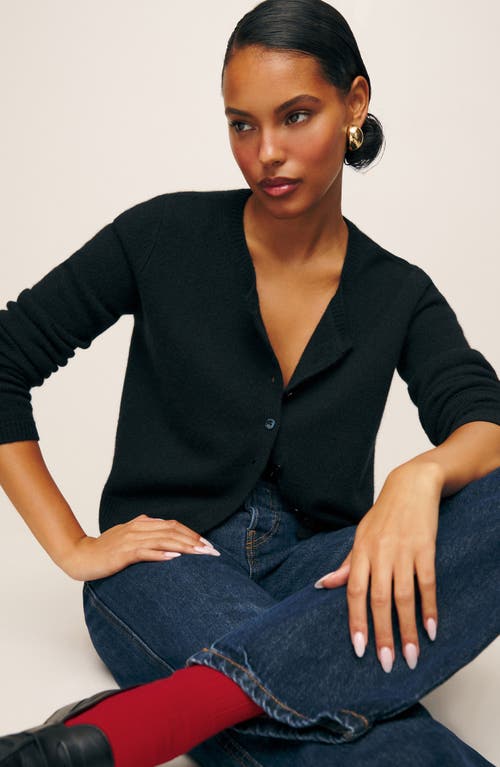 Reformation Clara Cashmere & Wool Crew Cardigan In Black