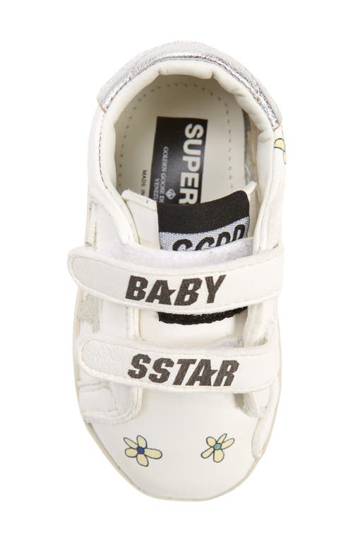 Shop Golden Goose Old School Flower Sneaker In White/ice/silver