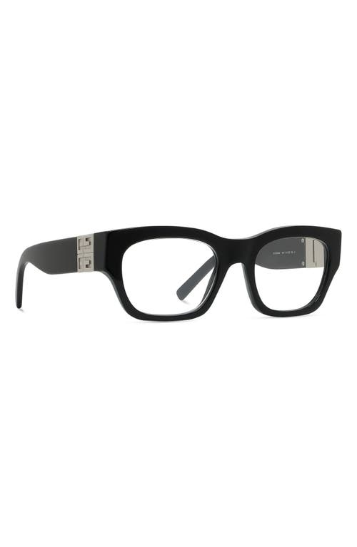 Givenchy 4g 51mm Rectangular Optical Glasses In Shiny Black