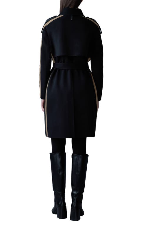 Shop Mackage Aliza Wool Trench Coat In Black