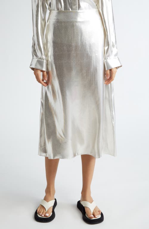 Dana Metallic A-Line Skirt in Silver