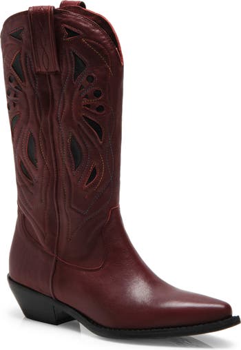 GUCCI Italian Brown Leather WESTERN Cowboy BOOTS w/ Ombre Detail