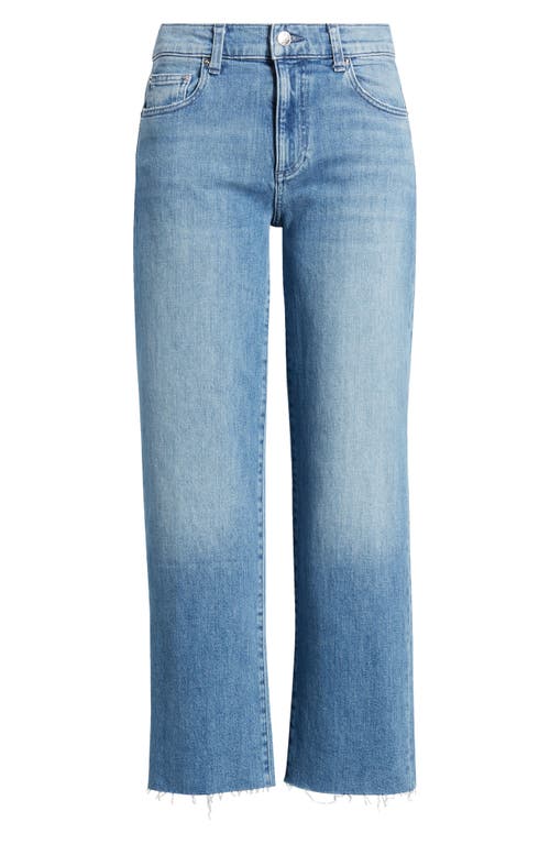 Shop Le Jean Sabine Raw Hem Crop Straight Leg Jeans In Ocean Sky