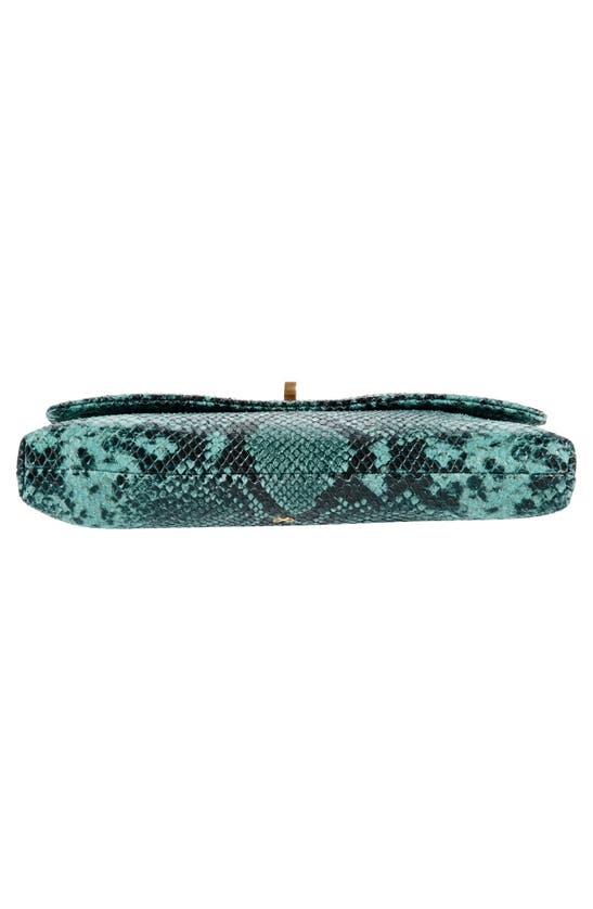 Shop Anya Hindmarch Valorie Snake Embossed Leather Clutch In Dark Holly