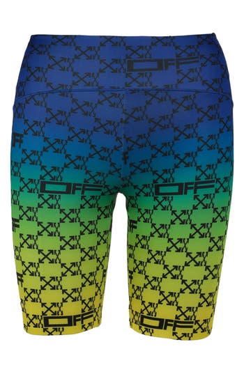 Off-white Arrows-print Biker Shorts In Blue/green/yellow Multi