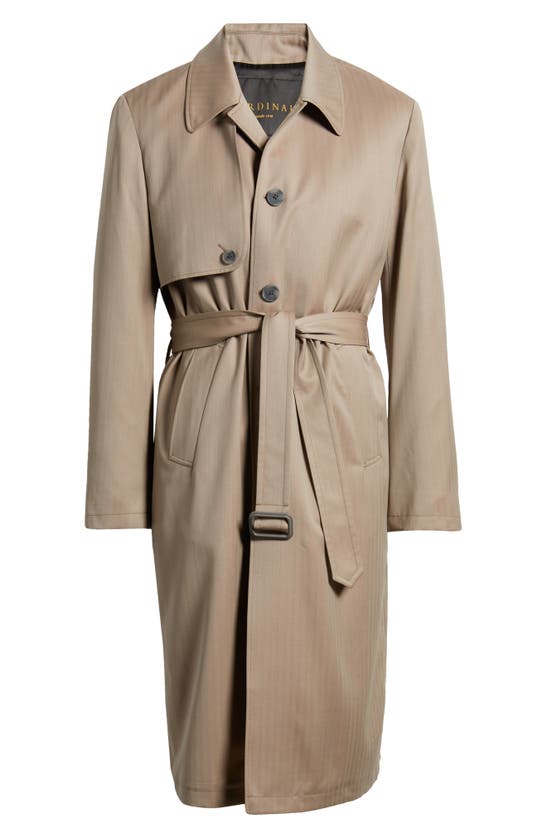 Shop Cardinal Of Canada Water Repellent Wool Coat In Khaki Herringbone