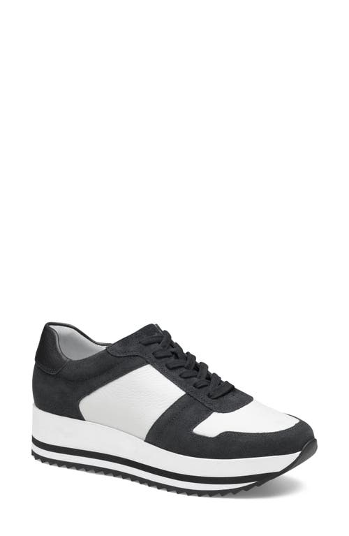 Shop Johnston & Murphy Gracie Colorblock Sneaker In Black Suede/white Calf