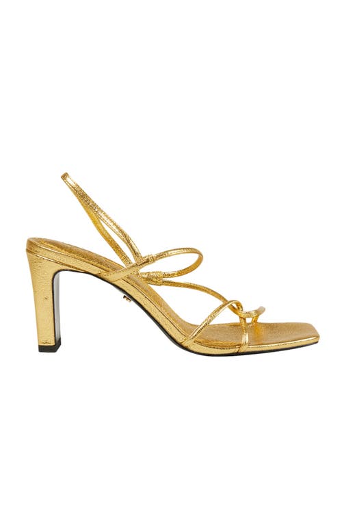 Shop Sandro Embossed Leather Sandals In Gold