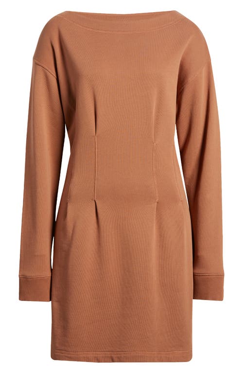 Shop Nation Ltd Ronni Long Sleeve Mini Sweatshirt Dress In Tobacco