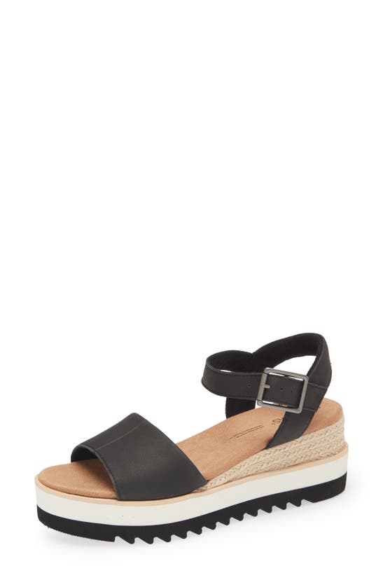 Toms Diana Wedge Sandal In Black Leather | ModeSens