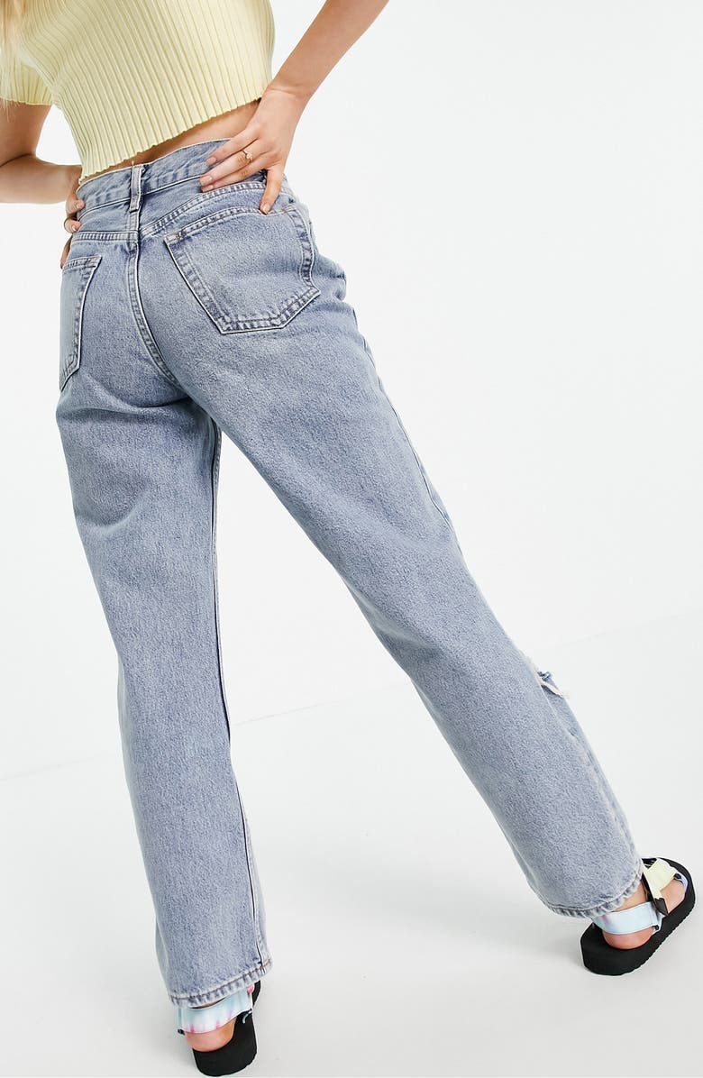 Topshop Double Ripped Knee Nonstretch Dad Jeans | Nordstrom