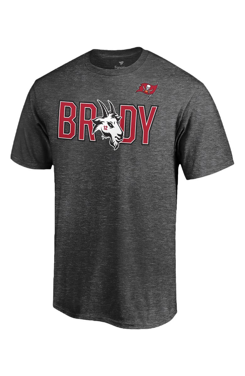 FANATICS Men's Fanatics Branded Tom Brady Heathered Charcoal Tampa Bay Buccaneers GOAT T-Shirt, Main, color, HEATHER CHARCOAL