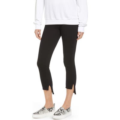 Lysse Stagger High Waist Raw Step Hem Denim Leggings, Black