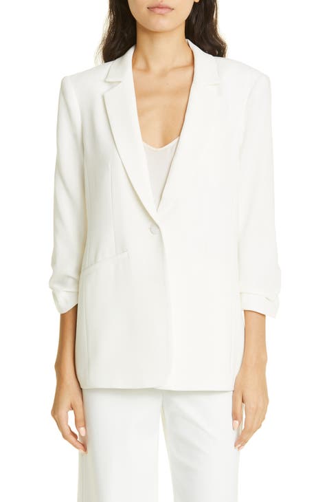 Linen-blend Suit Vest - White/striped - Ladies