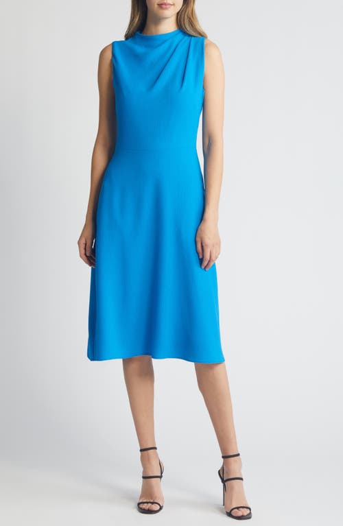 Corrine Funnel Neck Fit & Flare Dress in Breezy Blue