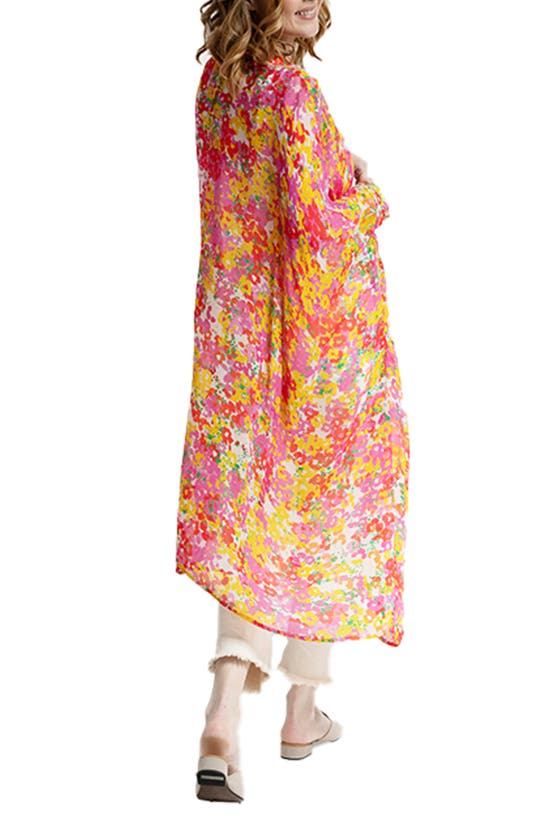 Shop Saachi Floral Print Cover-up Kaftan In Pink Combo
