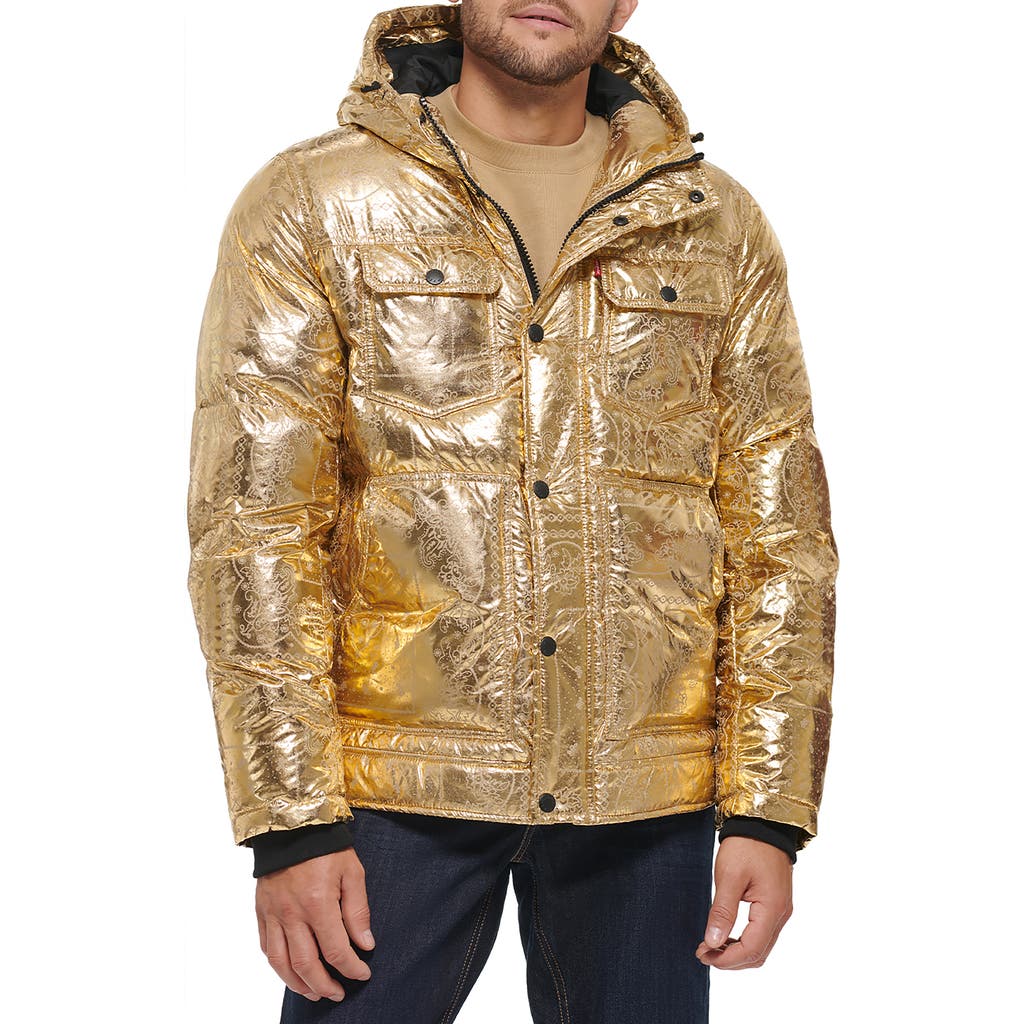 Levi's® Water Resistant Quilted Jacket In Gold Bandana Print