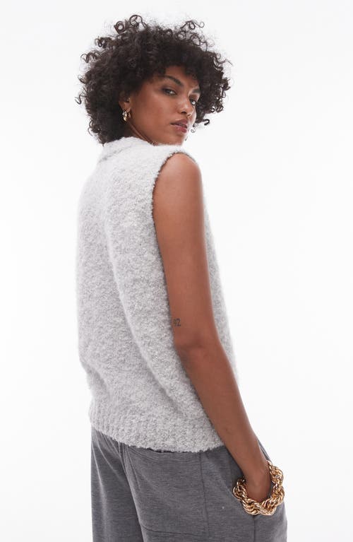 Shop Topshop Bouclé Pullover Vest In Light Grey