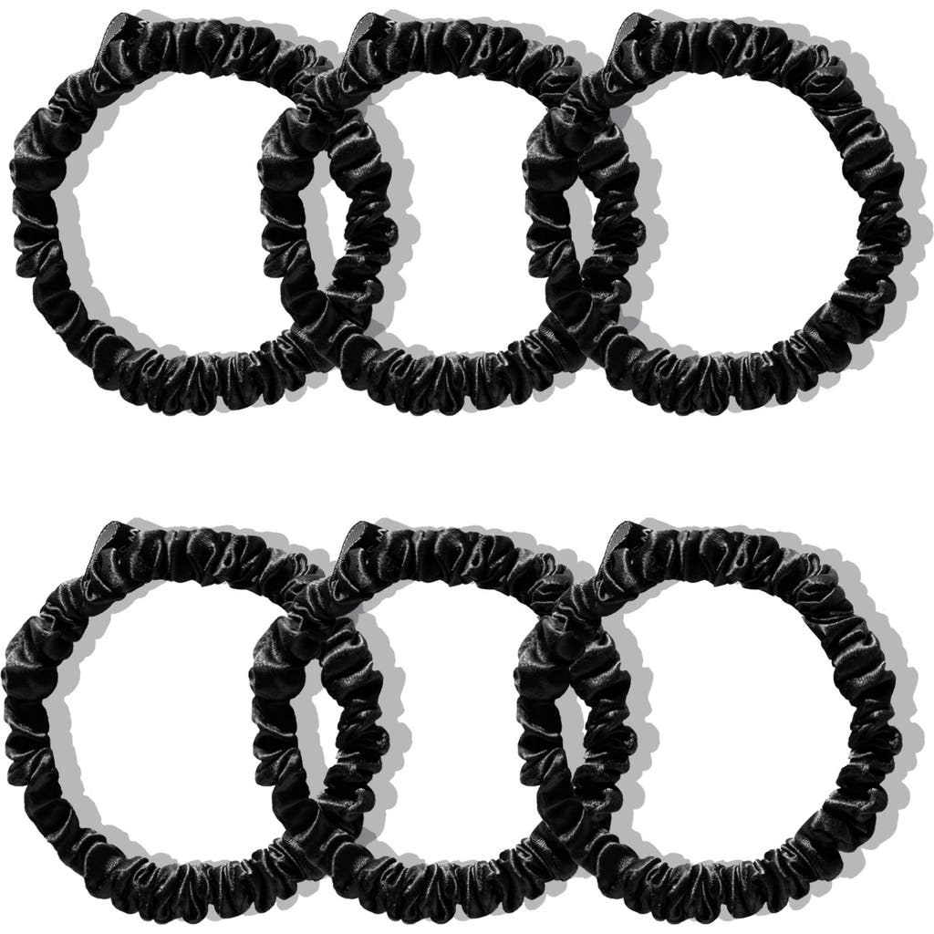 Drowsy Sleep Co Womens Black Drowsy Mini Logo-embellished Pack Of Six Silk Scrunchies In Black Jade