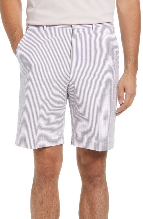 Flat Front Seersucker Shorts in Purple