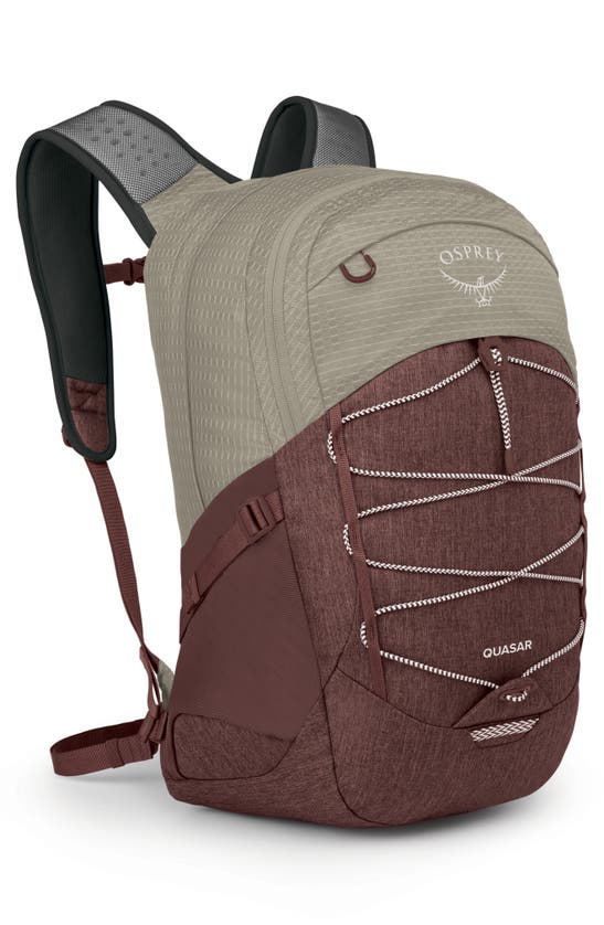 Shop Osprey Quasar 26-liter Backpack In Sawdust Tan/ Raisin Red