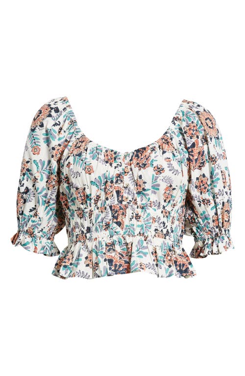 Shop Cleobella Rebecca Floral Ruffle Organic Cotton Crop Top In Miramonte Print