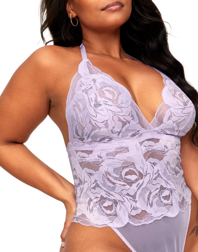 Adore Me Esme Lace Bodysuit Lingerie In Medium Purple