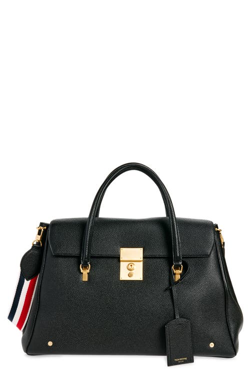 Shop Thom Browne Mr. Thom Soft Pebble Grain Leather Luggage Bag In Black